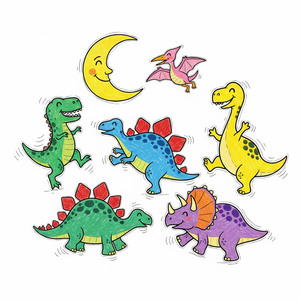 Dinosaurs Having a Dance Party Under the Moon